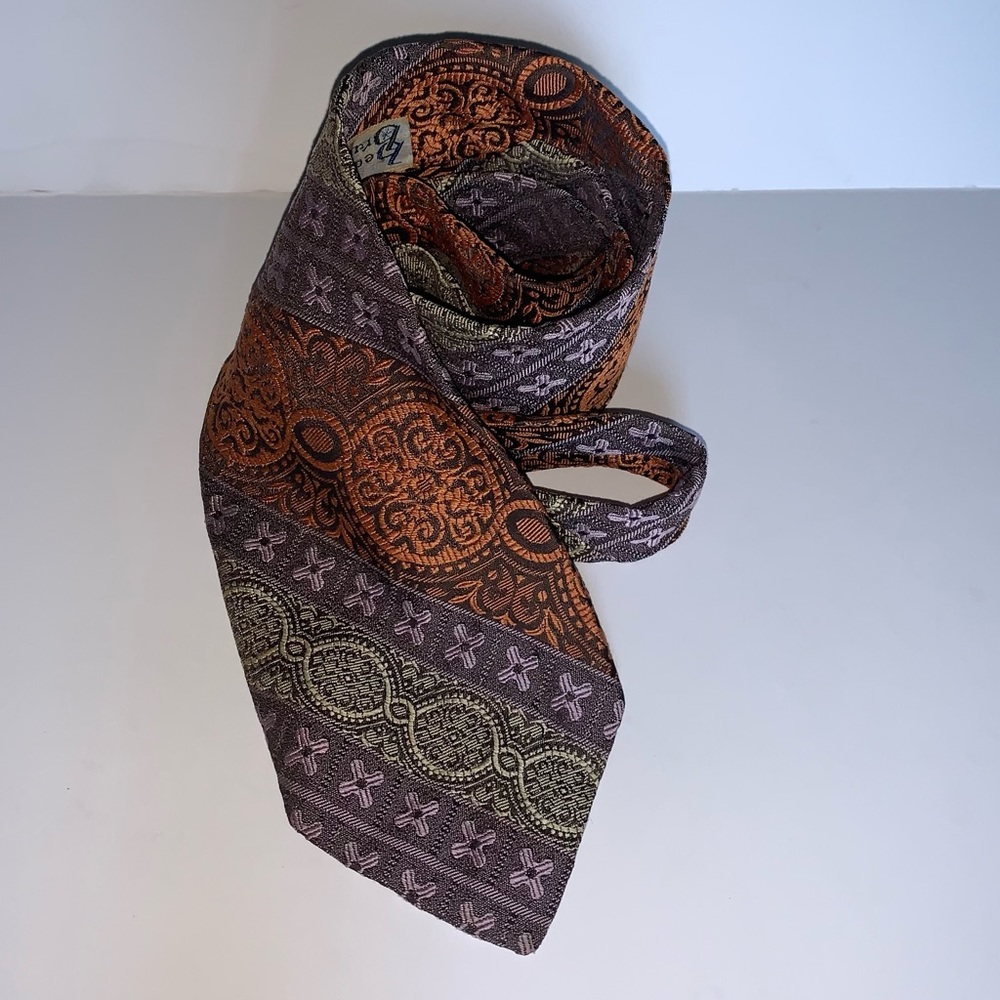 Men’s Tie orange, pale dark green, violet, hipster, coolster